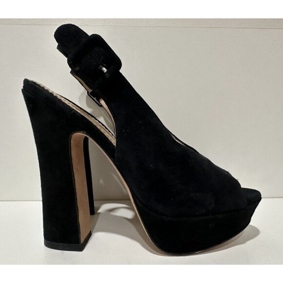 Jean-Michel Cazabat Shoes - Jean Michel Cazabat women sz 7.5/37.5 black suede platform slingback buckle heel
